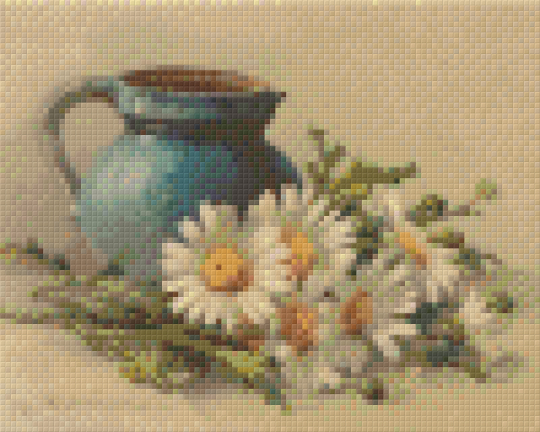 Blue Can With Daisies Four [4] Baseplate PixelHobby Mini-mosaic Art Kit image 0
